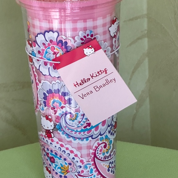 VERA BRADLEY HELLO KITTY DOUBLE WALL TUMBLER W/STRAW:NWT HELLO KITTY PAISLEY - Picture 5 of 15